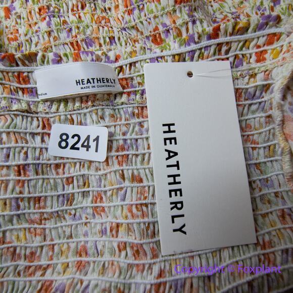 New! Heatherly floral print‎ long sleeve smocked tie front top, size M - Picture 12 of 13